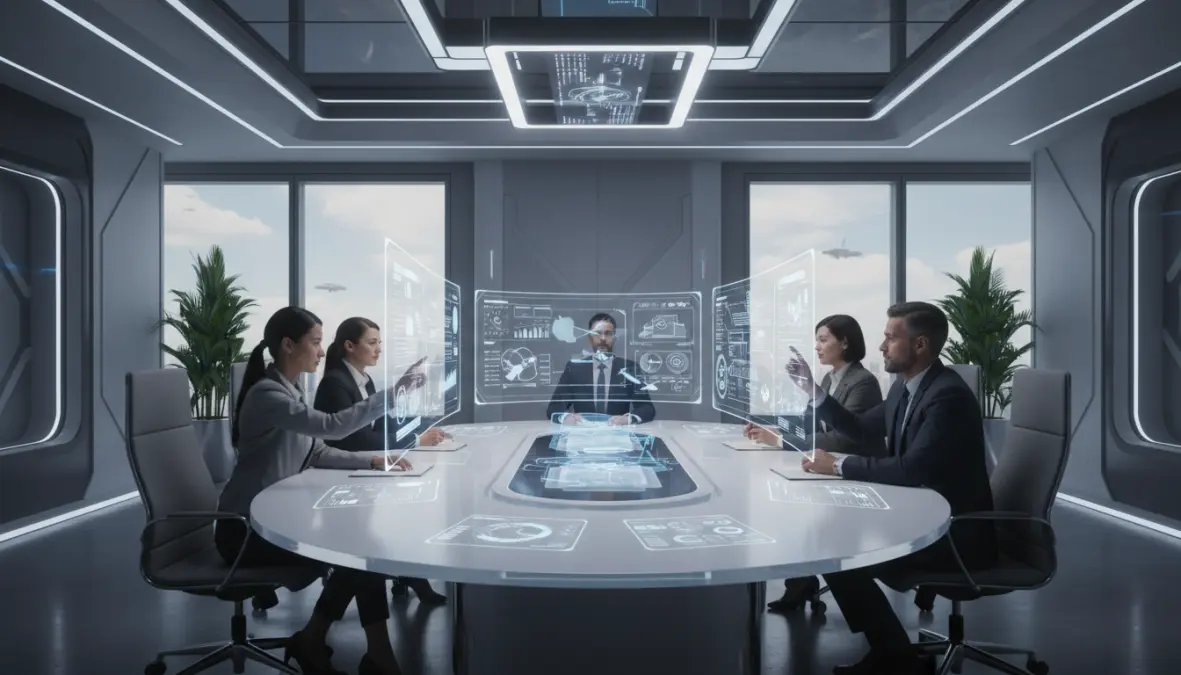 Smart office meeting room demonstrating ambient computing applications in business environments