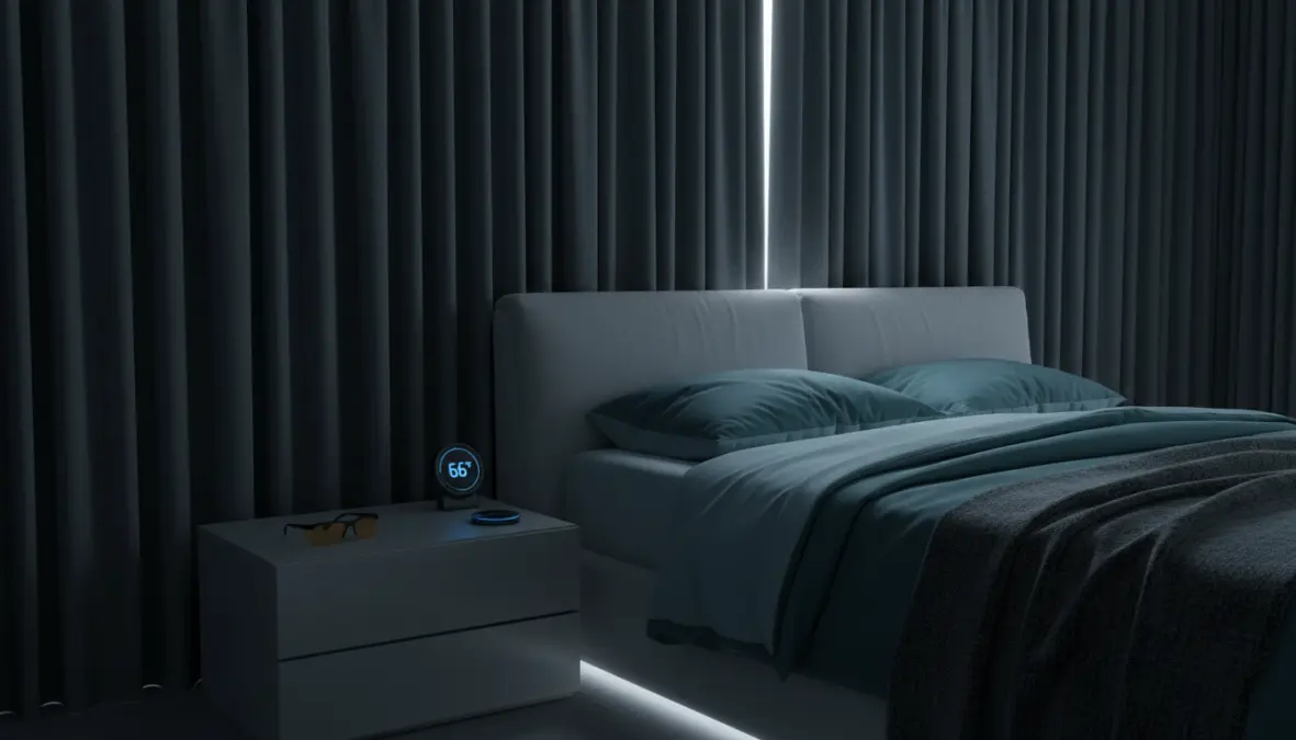 Sleep optimization setup showing circadian rhythm hacking tools for better rest