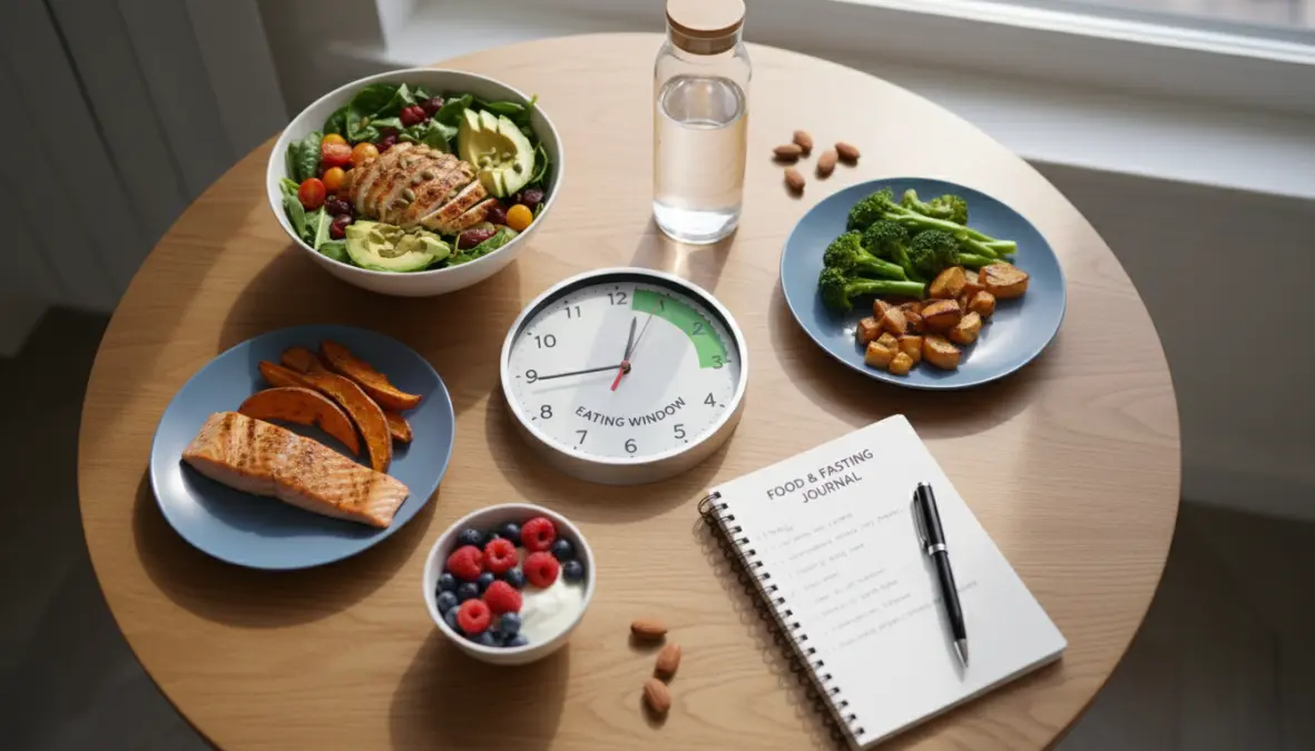 Intermittent fasting and nutrient tracking setup for metabolic optimization