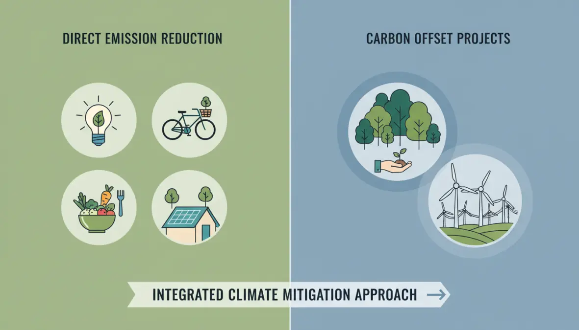 Comparison of carbon footprint reduction strategies and personal carbon offsets for climate action