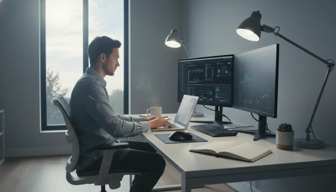 Smart bulbs providing energizing daylight temperature lighting for improved productivity in home office
