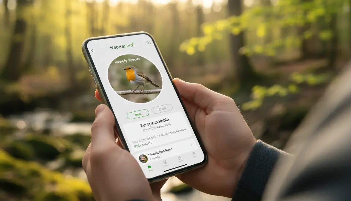 Smartphone showing citizen science app for data collection and species identification