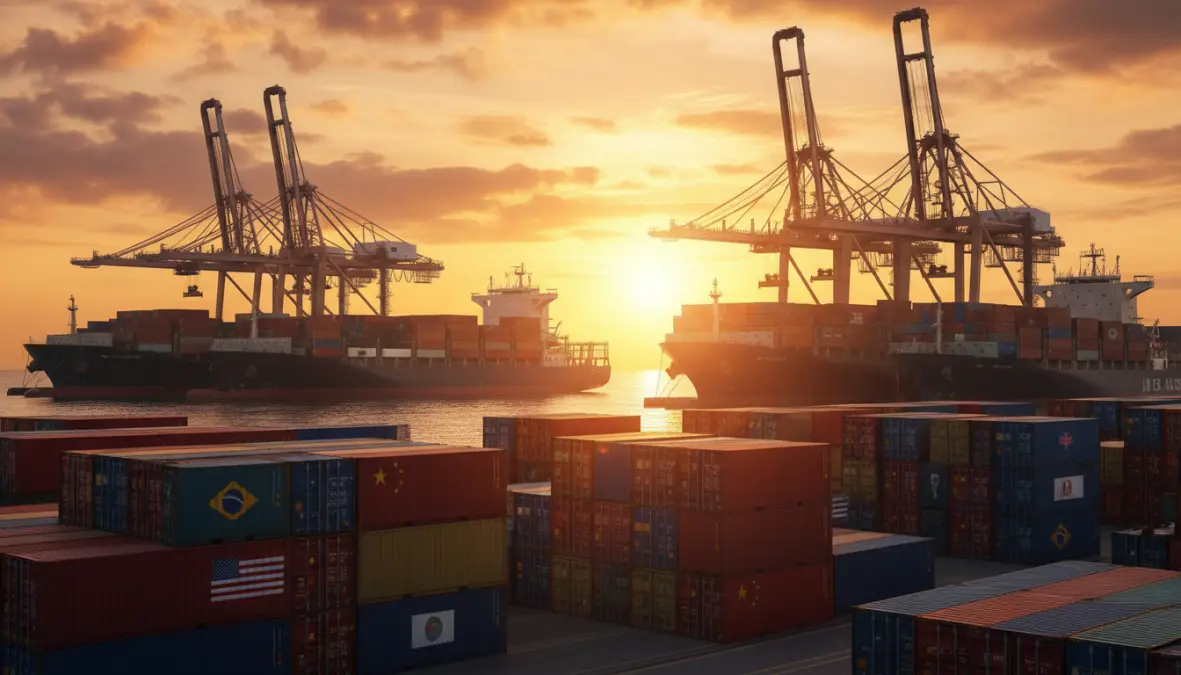 International shipping port showing global supply chain operations affected by geopolitical tensions