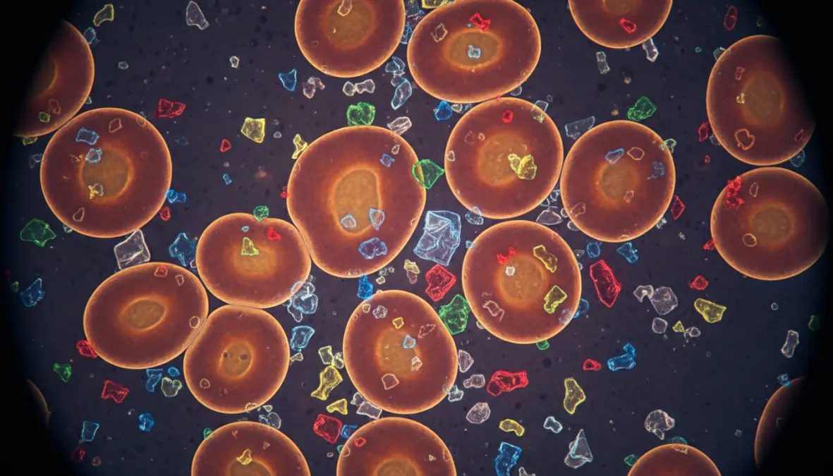 Microplastics found in human blood and organs under microscope examination