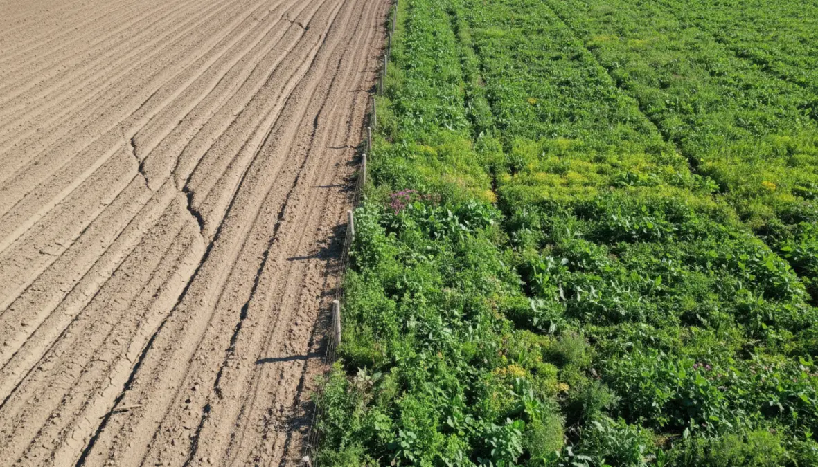 Comparison of regenerative vs organic farming showing difference between conventional and regenerative agriculture practices