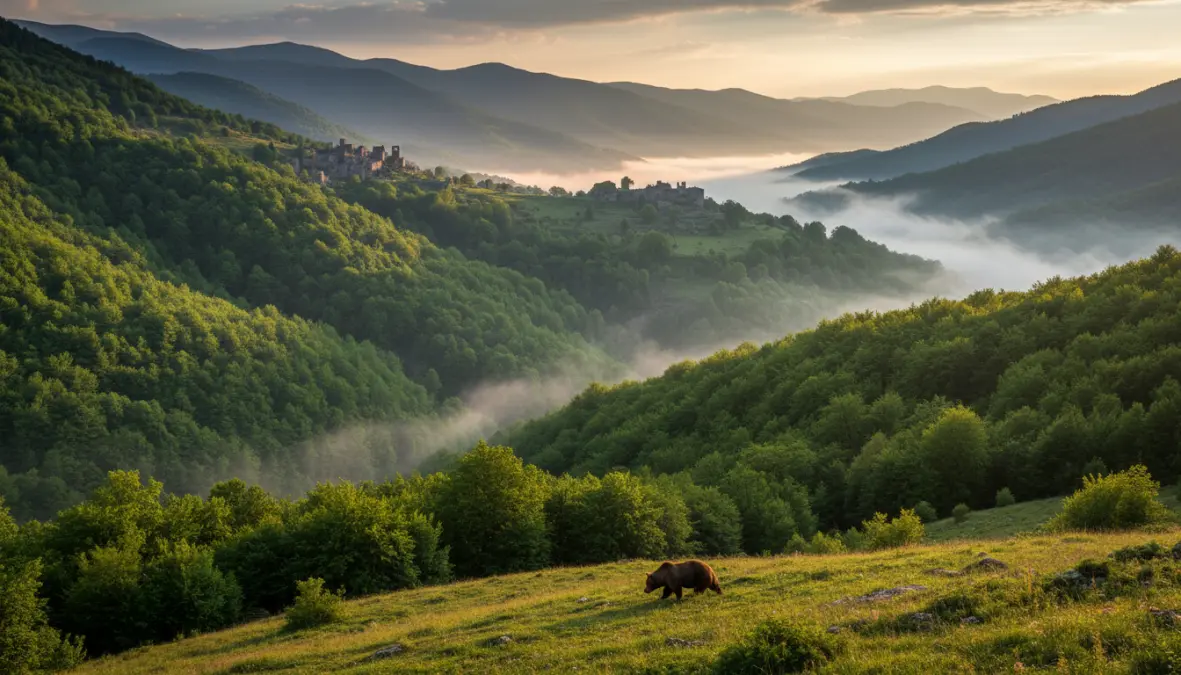 Marsican brown bear in Central Apennines rewilding area showing wildlife restoration Europe success