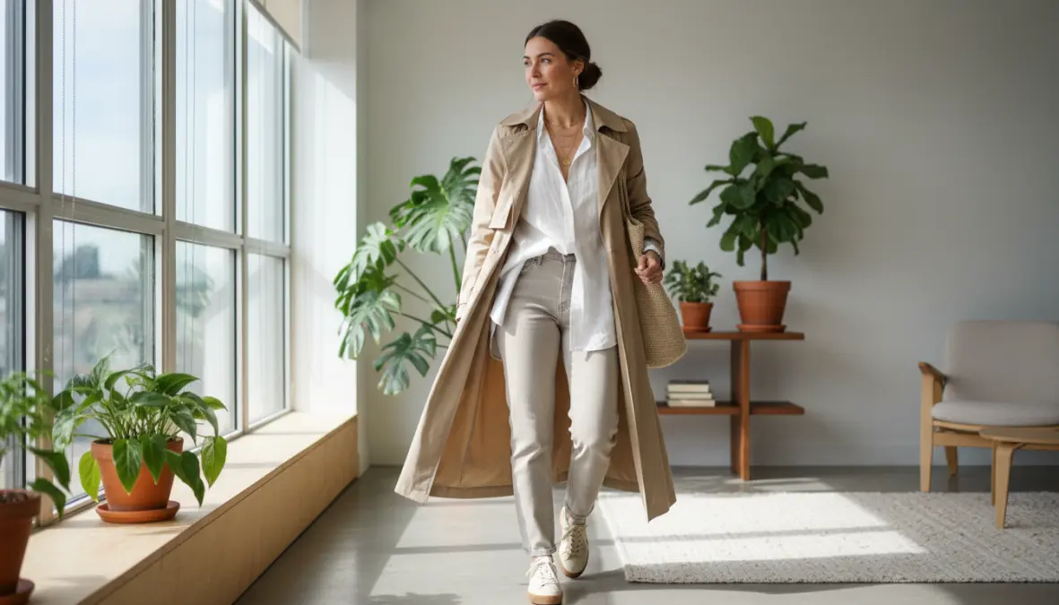 Minimalist spring outfit ideas featuring neutral color palette and versatile clothing essentials