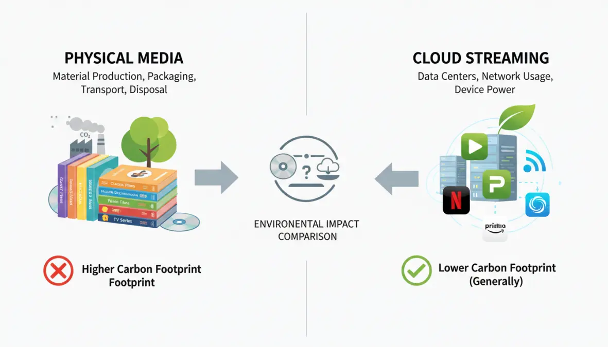 Comparison streaming vs physical media environmental impact and carbon footprint