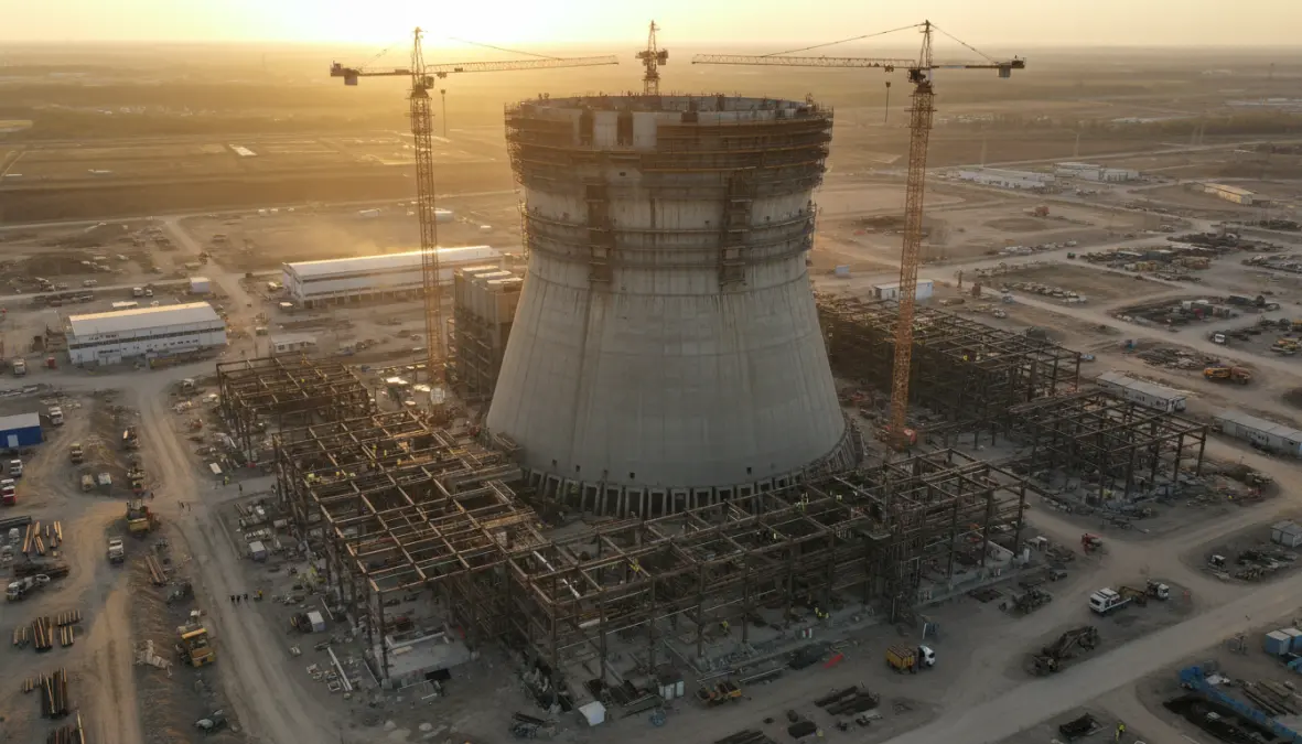 Nuclear reactor construction site showing countries building new nuclear reactors for energy security
