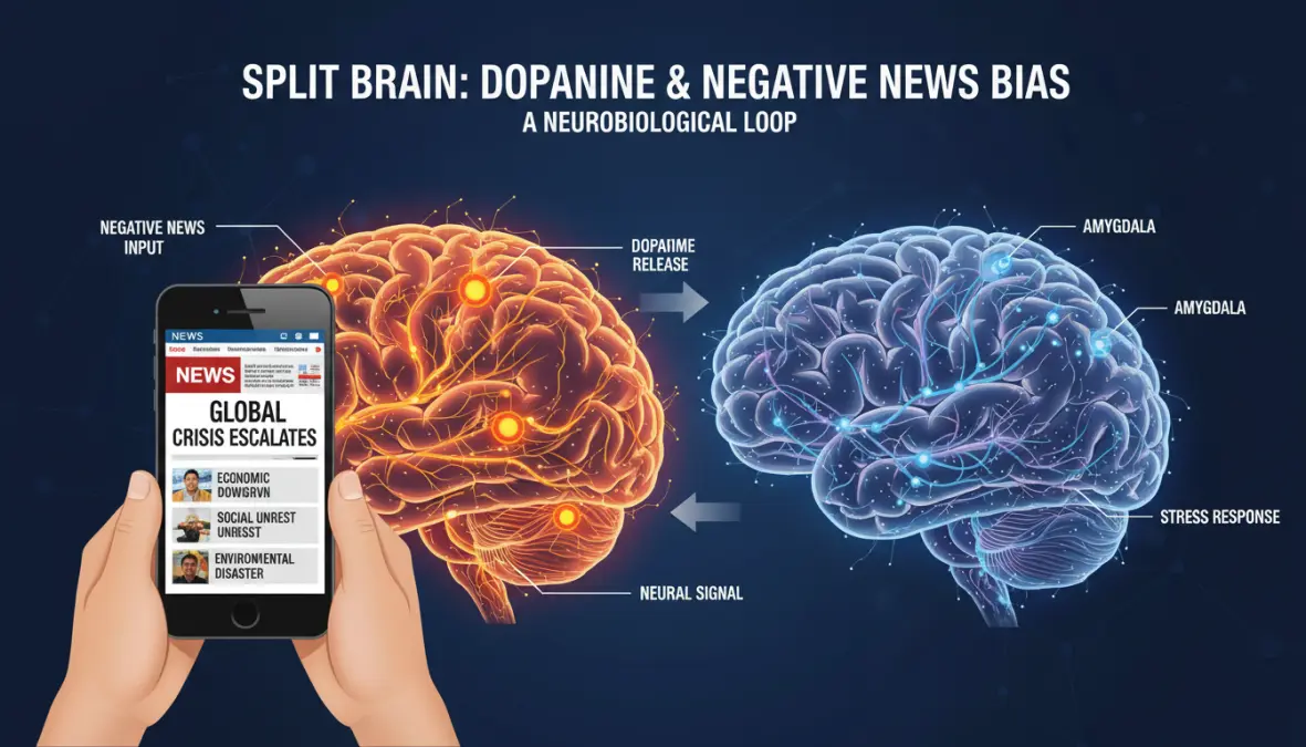 Brain dopamine response showing doomscrolling behavior and compulsive social media use patterns