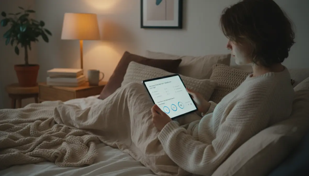 Person taking a chronotype quiz to determine their optimal sleep schedule