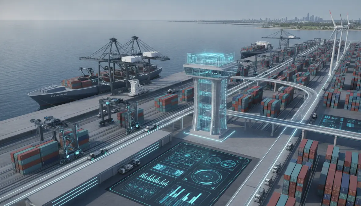 Smart port automation infrastructure designed for autonomous vessels and unmanned cargo ships
