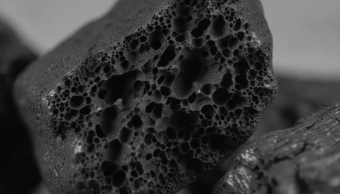 Biochar porous structure showing carbon sequestration capacity and soil amendment properties