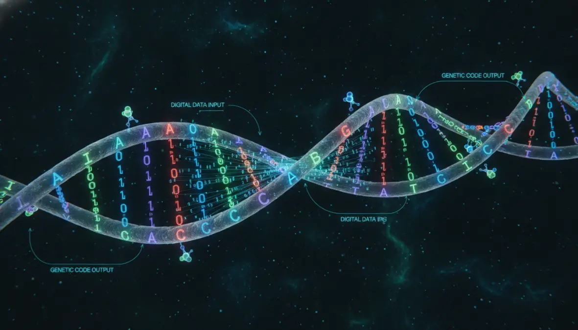 DNA encoding process converting binary code into nucleotide sequences for data storage