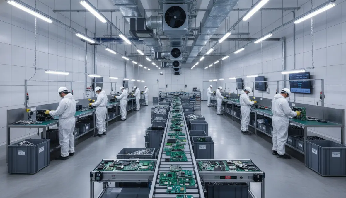 Certified electronic recycling program facility showing proper e-waste management and safe disposal practices