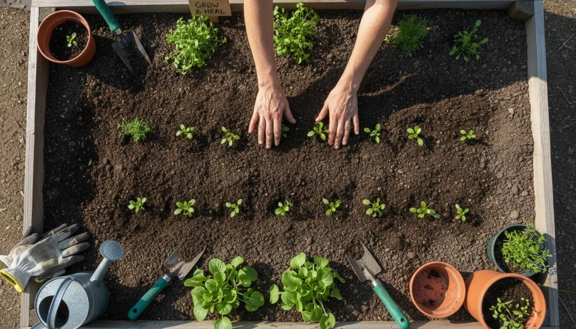 Horticultural therapy techniques for mental health showing therapeutic gardening and nature-based interventions