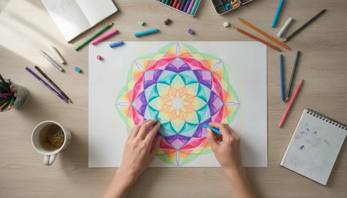 Mandala drawing integration practice after holotropic breathwork session