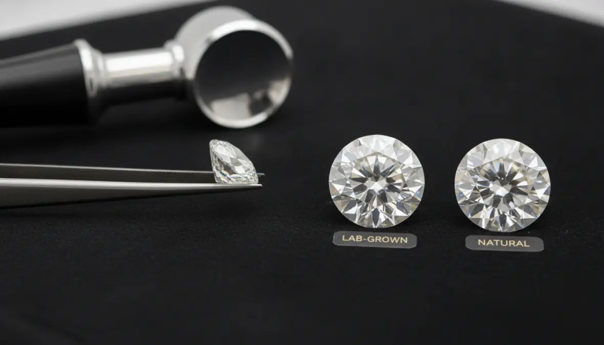 Lab grown versus natural diamonds comparison showing identical appearance and quality
