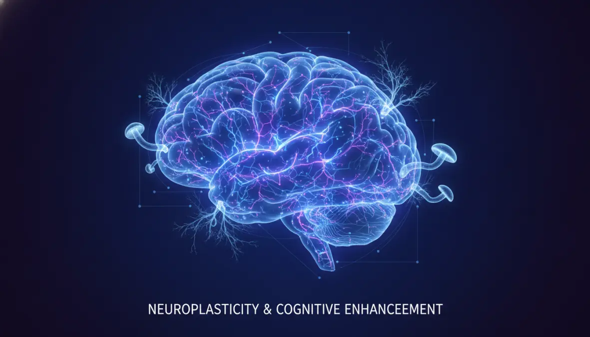 Conceptual illustration of lion's mane benefits for brain health and nerve growth factor stimulation
