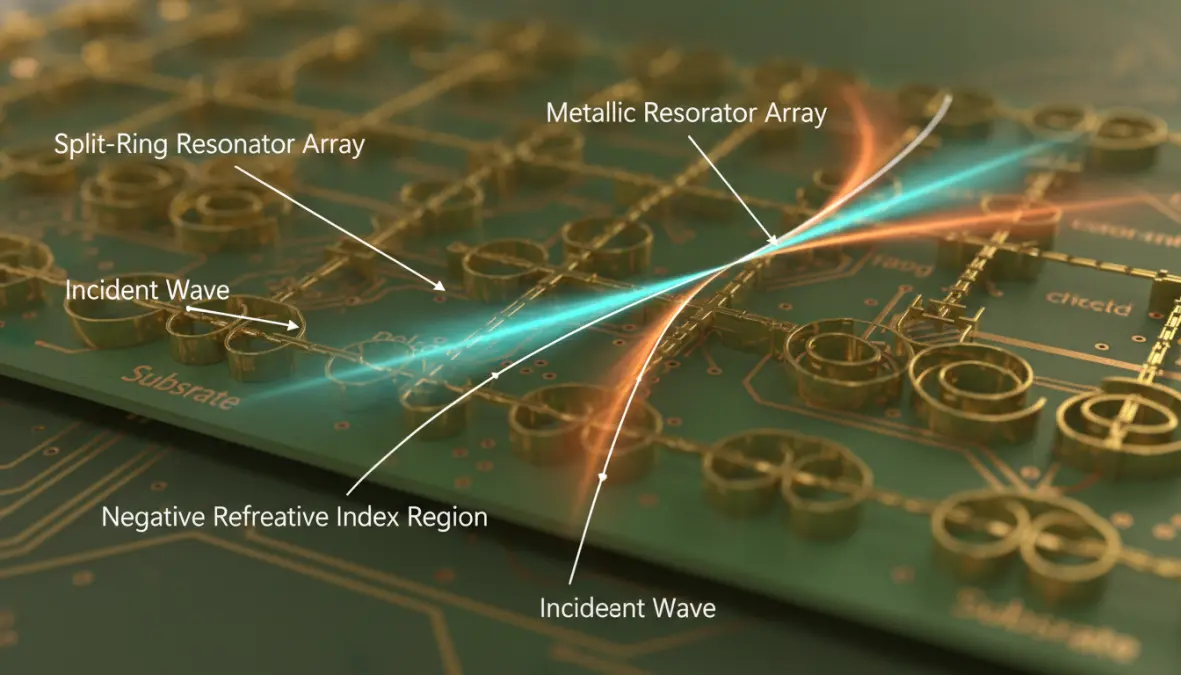 Electromagnetic metamaterial demonstrating negative refractive index with split-ring resonators