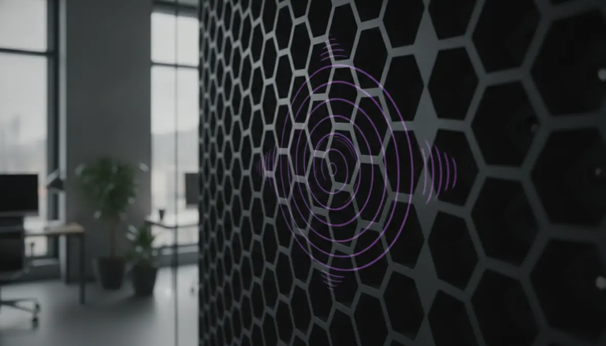 Acoustic metamaterial panel with geometric patterns for advanced sound absorption applications