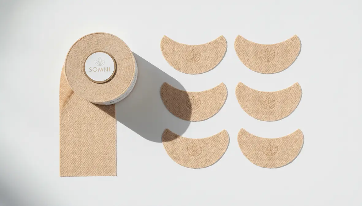 Specialized sleep mouth tape for safe mouth taping showing breathable hypoallergenic tape designed for nighttime use