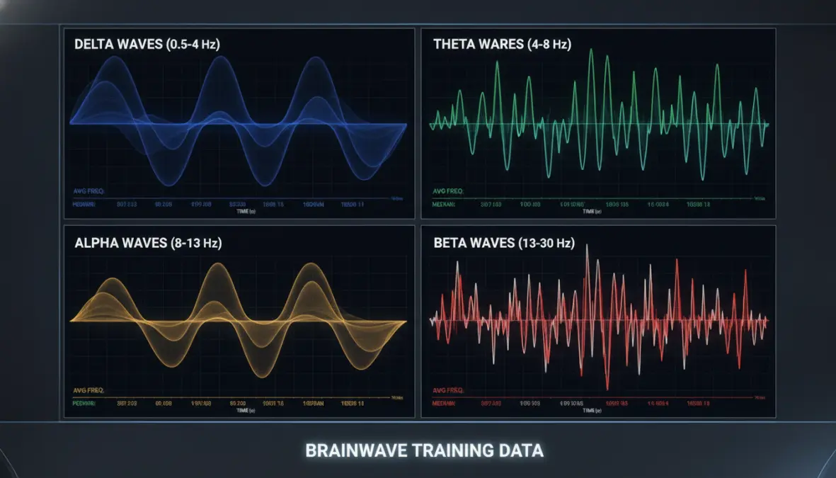 Different brain wave patterns displayed during neurofeedback training for cognitive enhancement