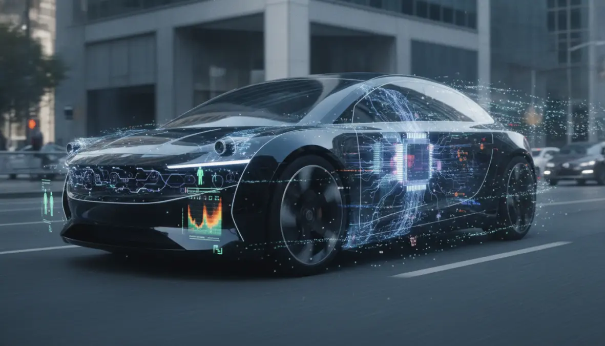 Autonomous vehicle using neuromorphic chips for real-time AI processing and sensory data analysis