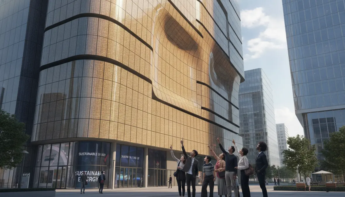 Flexible perovskite solar panels integrated into building architecture demonstrating next generation solar technology