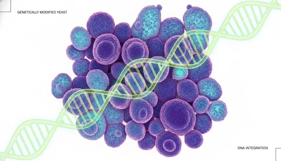 Genetically modified yeast microorganisms used in precision fermentation to produce animal-free proteins