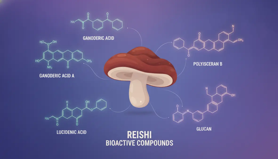 Reishi mushroom triterpenes and bioactive compounds for sleep support