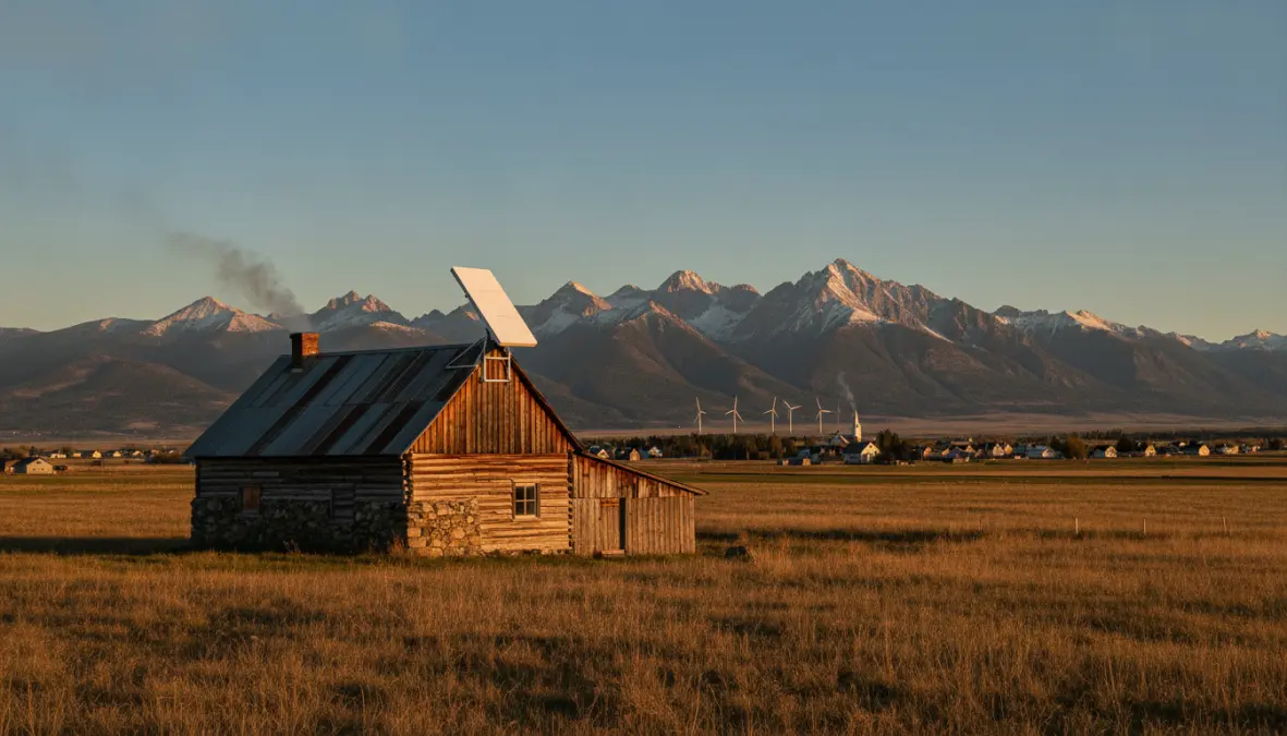 Starlink satellite internet dish providing rural internet access to remote community