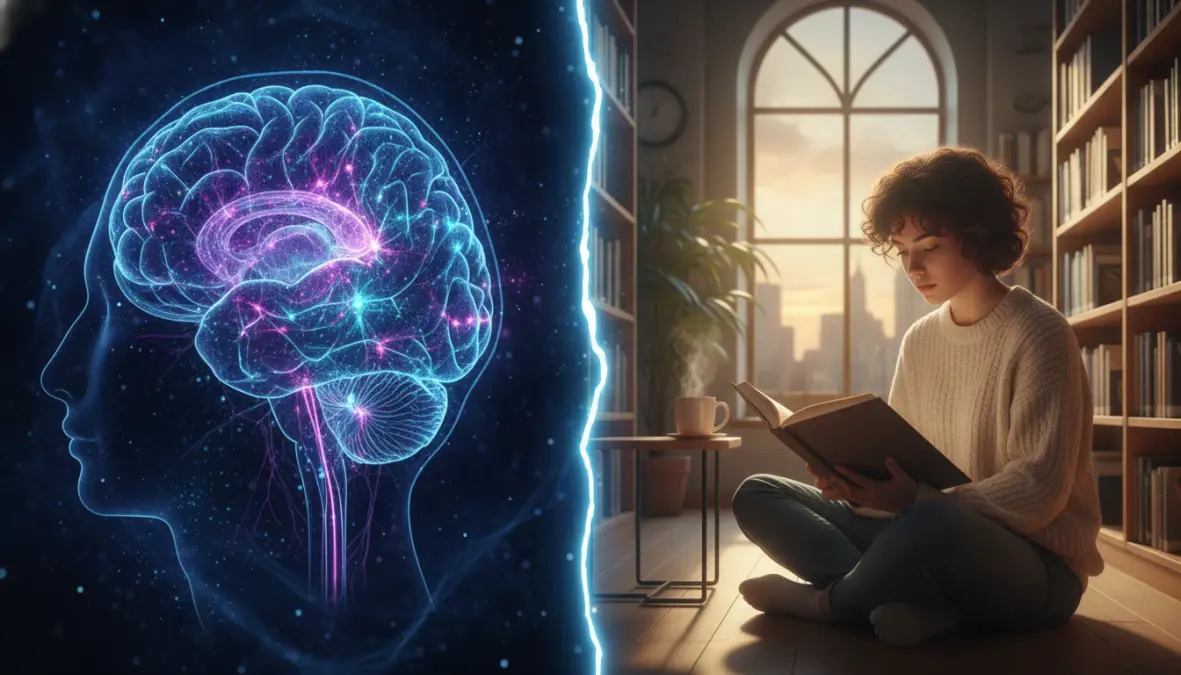 Visual representation of how silent reading changed the brain and cognitive processes