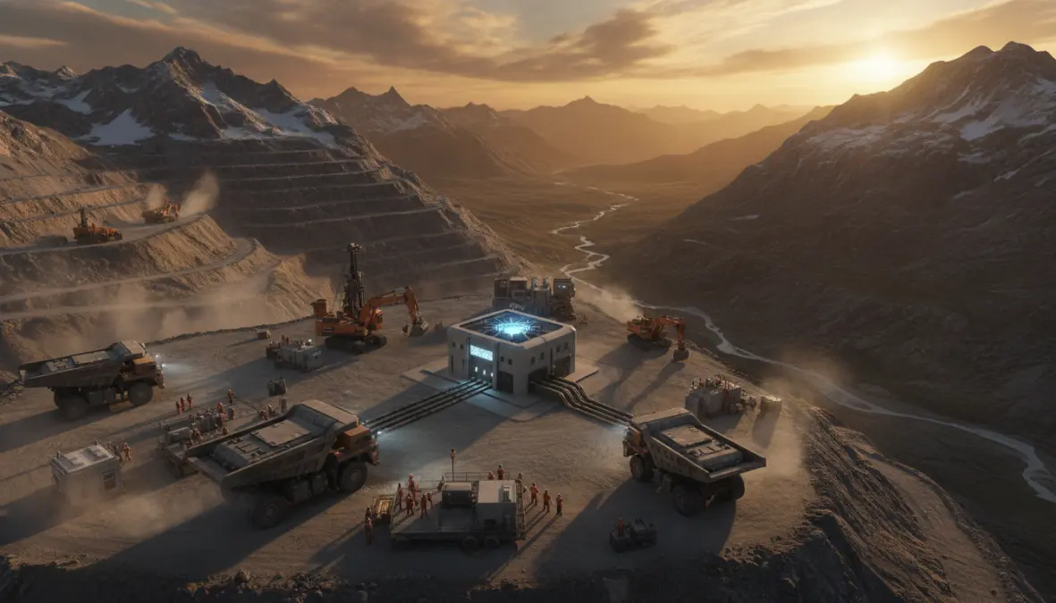 Mining operation using small modular nuclear reactor for off-grid electricity in remote location