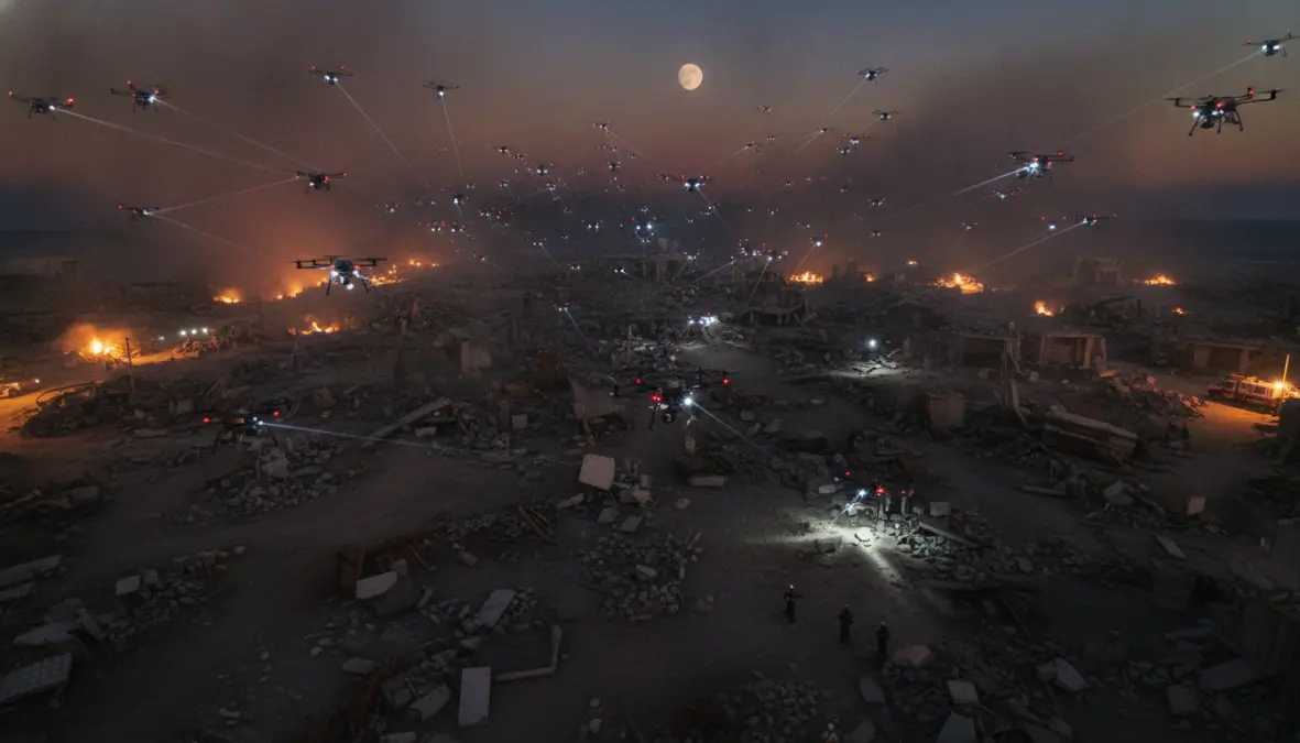 Swarm robotics for disaster response with autonomous robots coordinating search operations