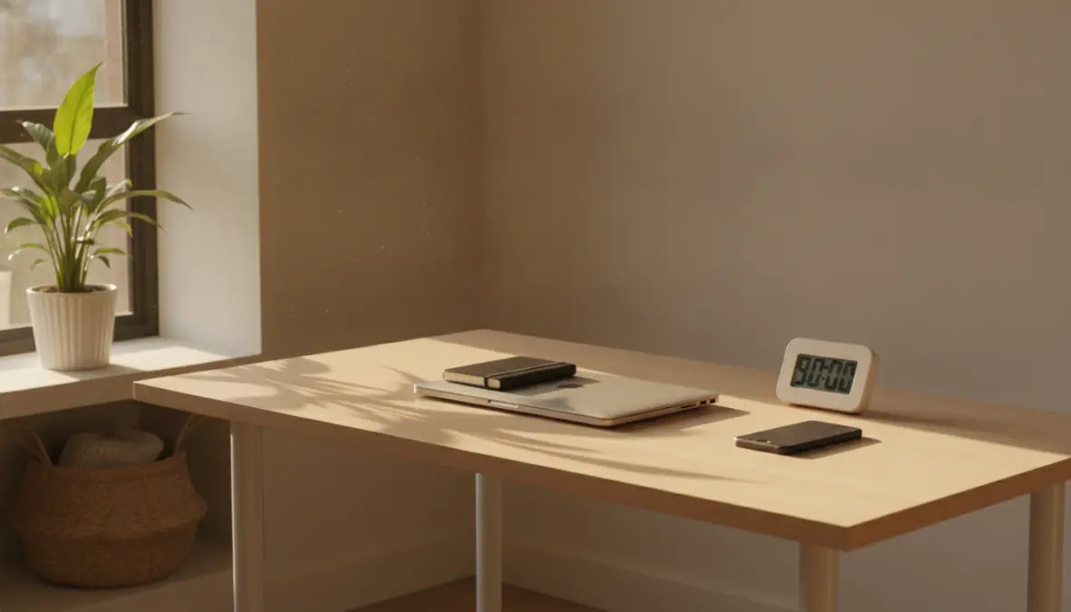 Optimized workspace setup for deep work and minimizing attention residue