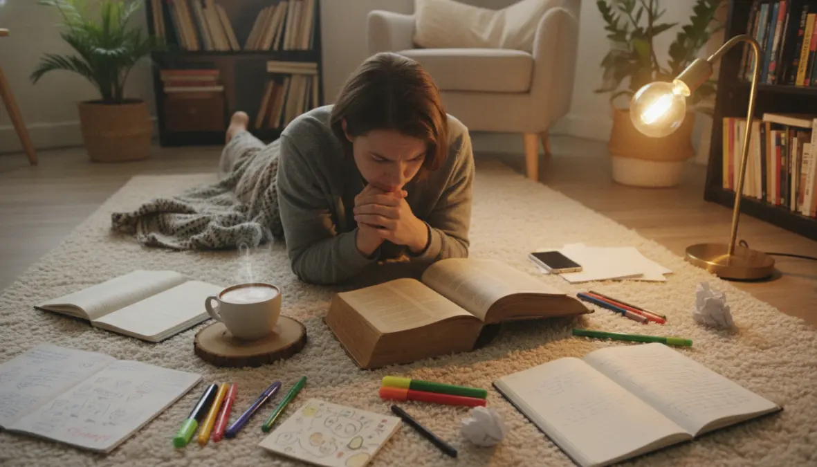 Person reading book demonstrating sustained attention and focus duration in engaging context