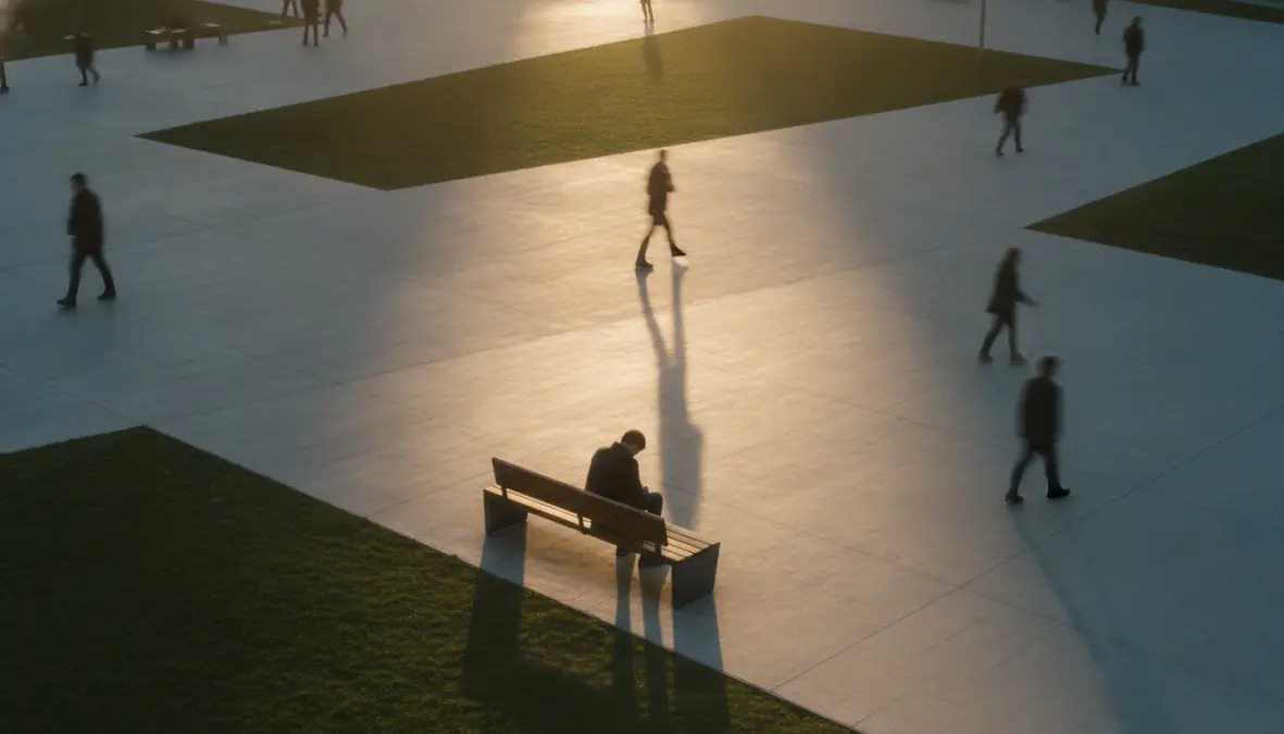 Person sitting alone representing adult loneliness and friendship recession