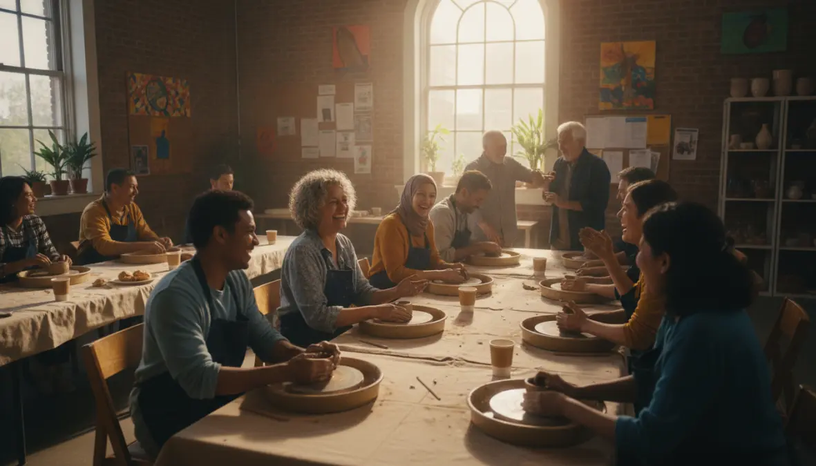 Adults making friends through group activities and hobbies to combat friendship recession