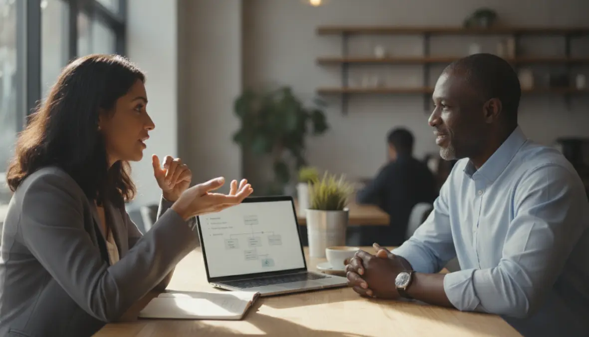 Young professional finding a mentor through networking opportunities and career guidance