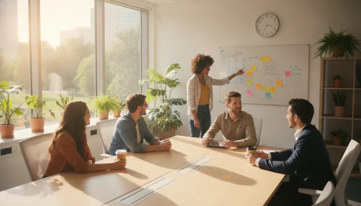 Team demonstrating sustainable productivity and work-life balance in modern workplace