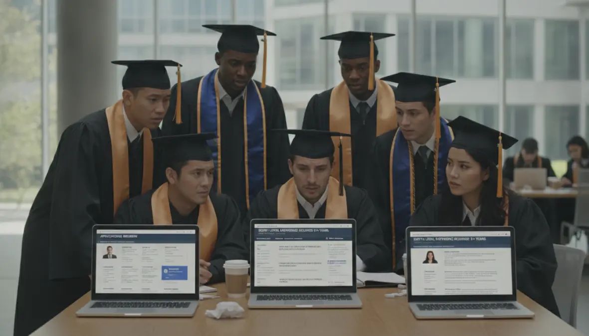 Recent graduates searching for jobs illustrating the education employment gap and skills mismatch