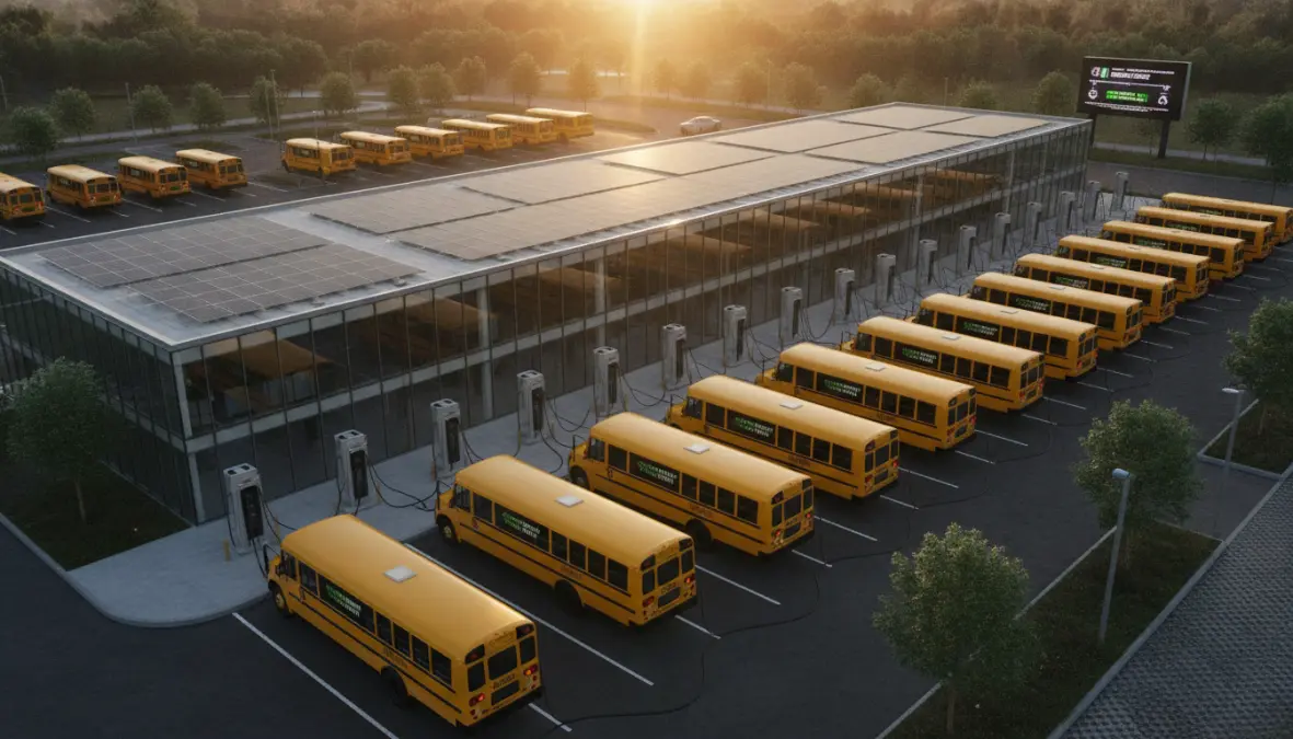 Electric vehicle fleet with V2G charging infrastructure for grid stabilization