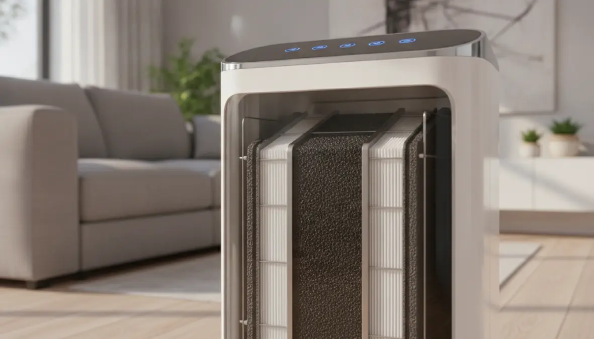 Air purifier with activated carbon filter for VOC removal and air purification