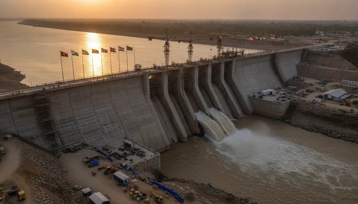 International dam project representing transboundary water conflicts over shared river basins